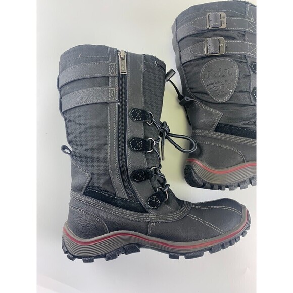 BOGO Pajar Mid Lace Up Snow Boot Black Suede Waterproof Zip Buckles Womens 6-6.5 - Picture 7 of 16